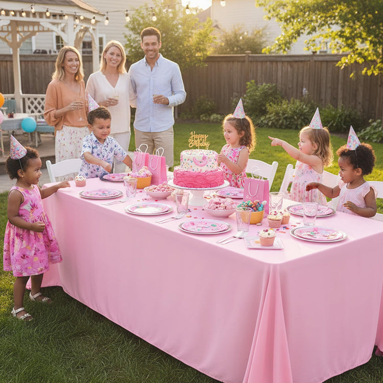 6 Pack Pink Tablecloths for Square Tables