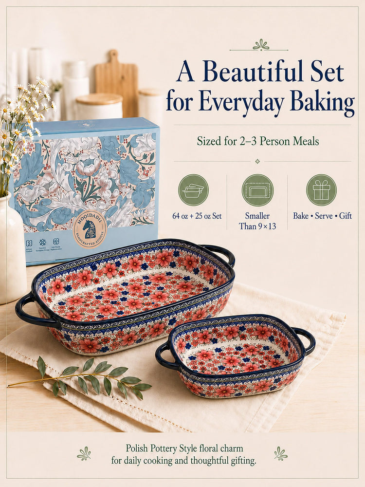 2 Piece Polish Pottery Style Ceramic Baking Dish Set (2 Count)