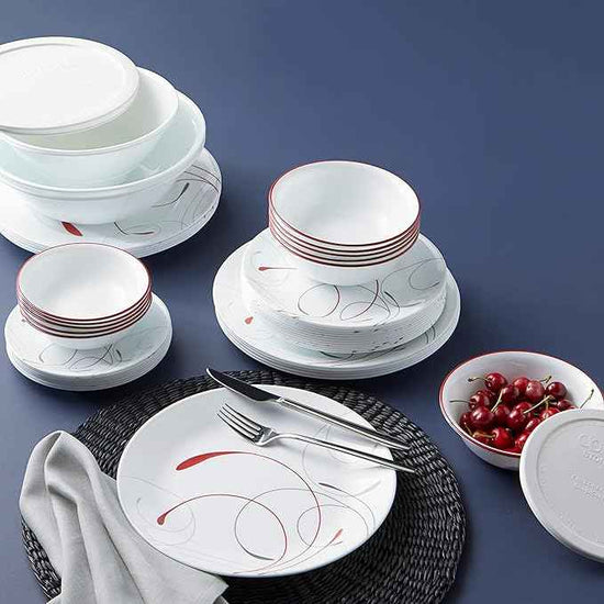 Corelle Vitrelle 78-Piece Service for 12 Dinnerware Set, Triple Layer Glass and Chip Resistant, Lightweight Round Plates and Bowls Set, Splendor
