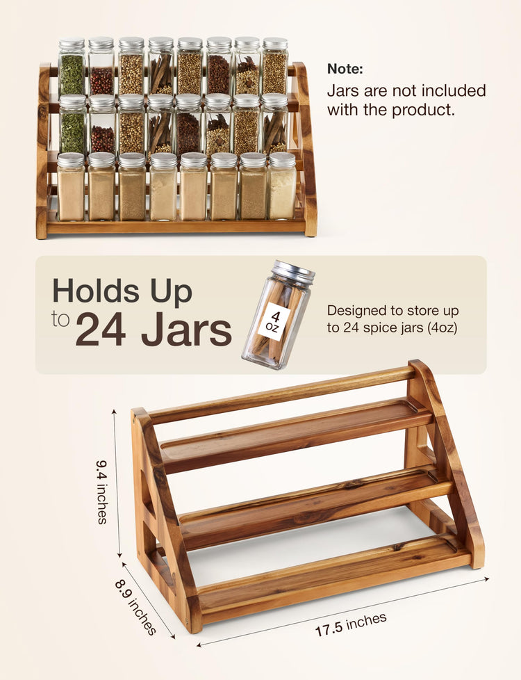 Acacia Wood Spice Rack for Countertop