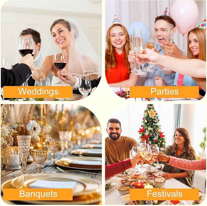 100 Pcs Gold Charger Plates with Napkin Rings Set Include 50 Gold Beaded Charger Plates 50 Napkin Rings, 13 Inch Plastic Round Chargers for Dinner, Wedding, Birthday, Party, Banquet, Table Setting
