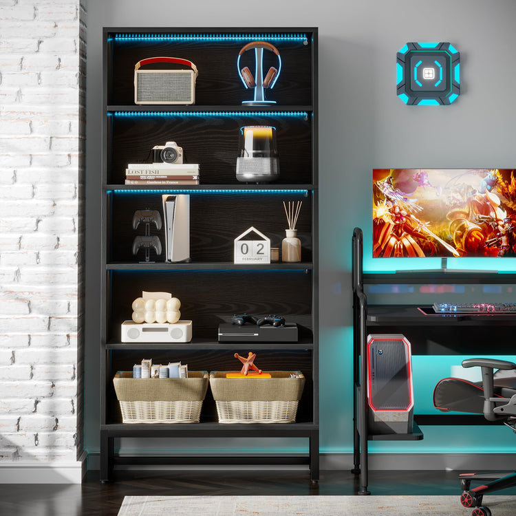 Tall Bookcase Black Bookshelf