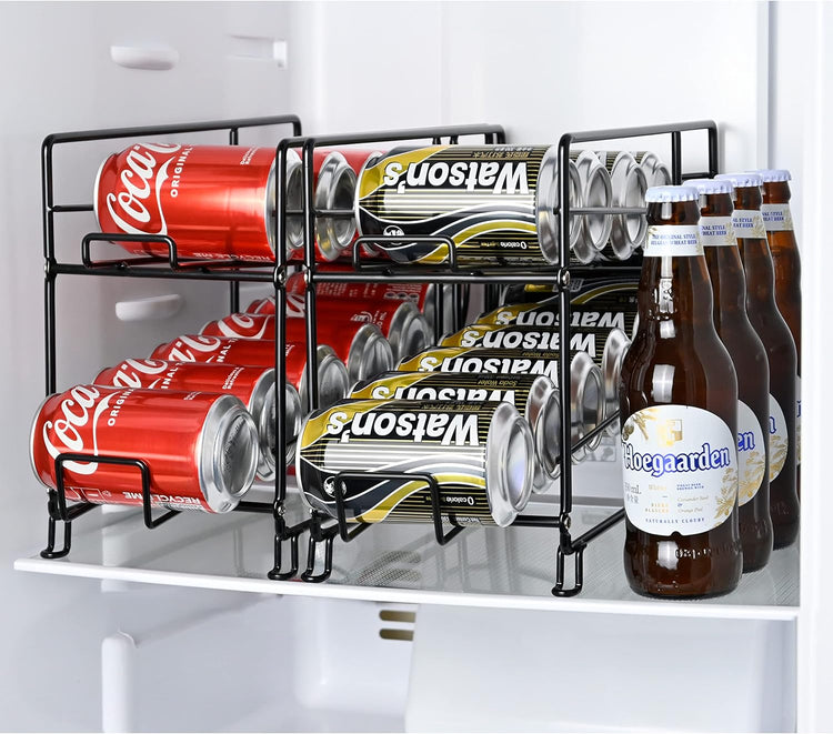 SUFAUY Soda Can Organizer Rack, Stackable Beverage Can Dispenser Holder for Pantry, Set of 2, Black