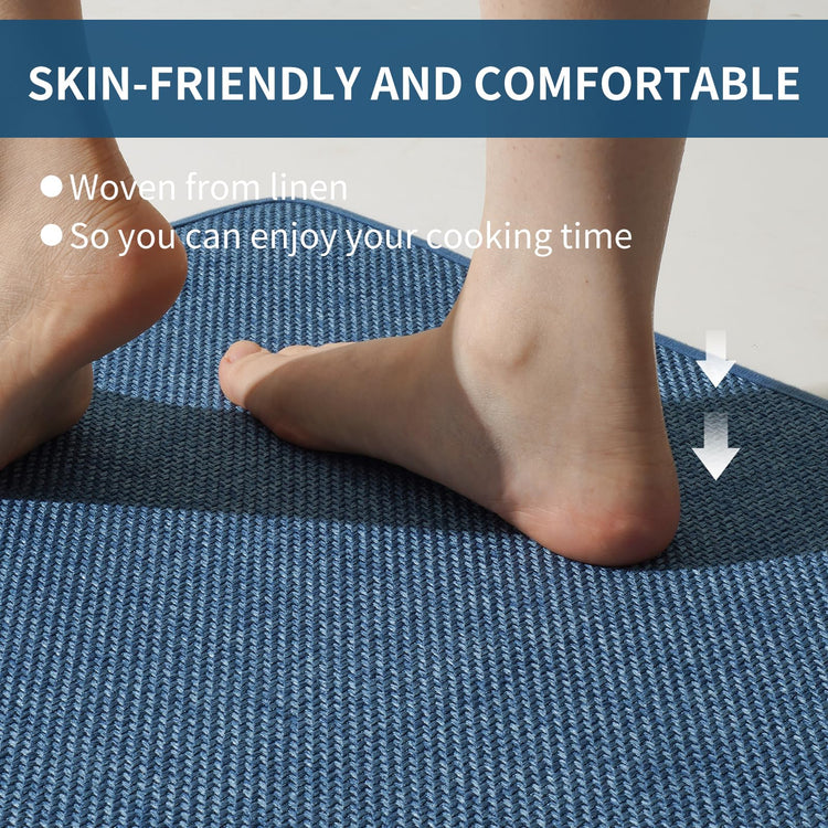 Kitchen Rugs Kitchen Mats for Floor Non Slip Washable Blue 17"x30" (4.267 Sq Ft)