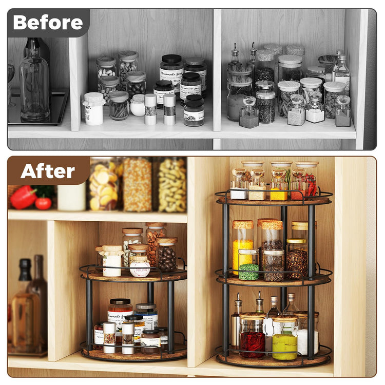 12'' Wood Lazy Susan Turntable Organizer for Cabinet