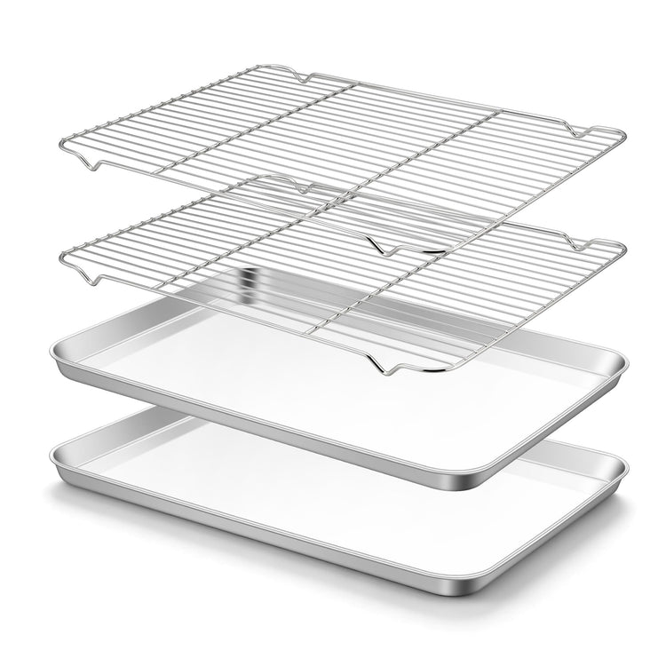 Stainless Steel Baking Sheet with Rack Set (4 Count)