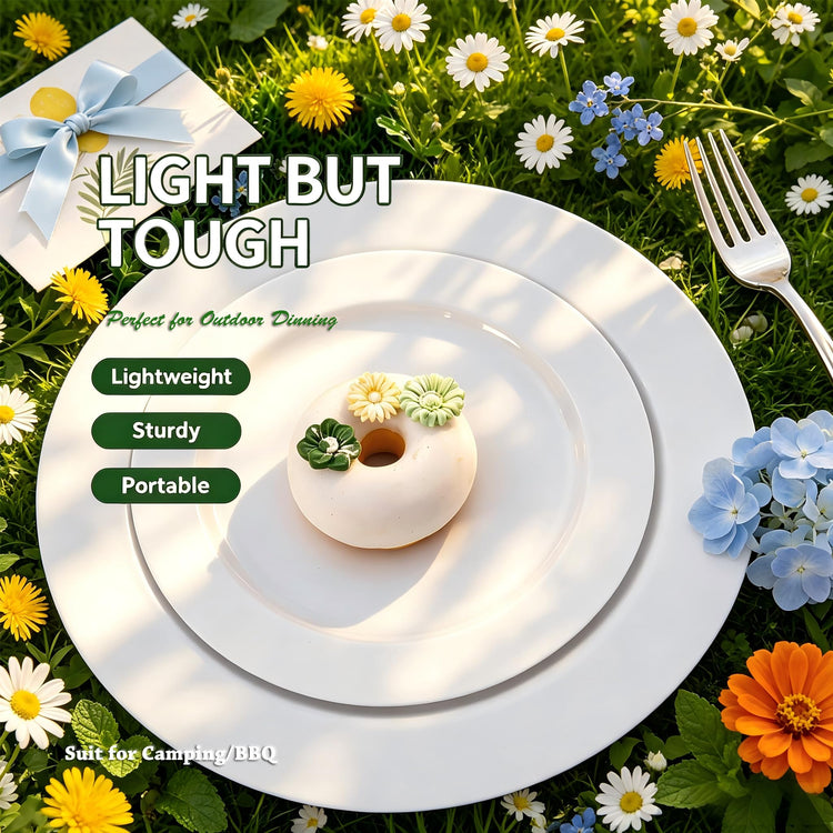 60PCS White Plastic Plates (60 Count)