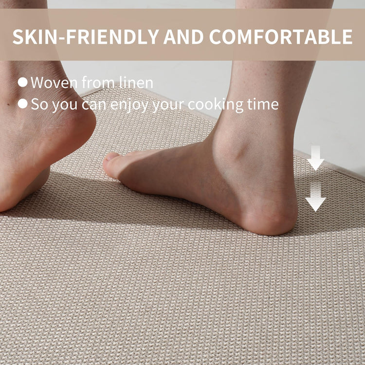 Kitchen Rugs Kitchen Mats for Floor Non Slip Washable Beige 17"x47" (5.48 Sq Ft)