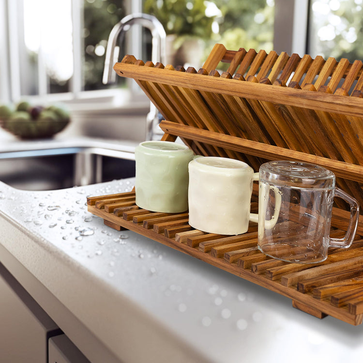 Large Teak Dish Drying Rack