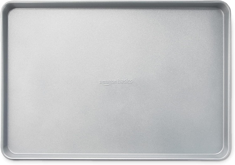 Amazon Basics Ceramic Nonstick Baking Sheets & Cooling Rack Set, Non-Toxic, Half Sheet Size, 2-Pack, Gray