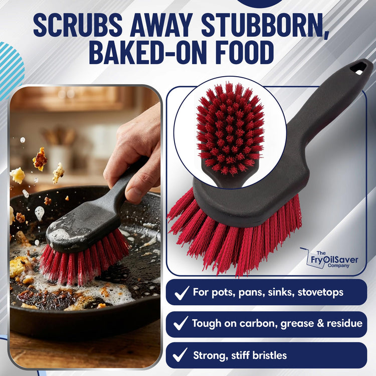 8 Inch Pot & Dish Kitchen Scrub Brush for Heavy