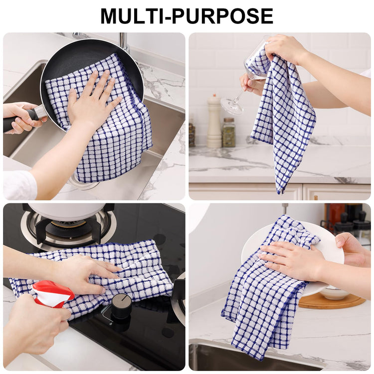 Cotton 12 Pack Kitchen Towels and Dishcloths Sets (12 Count)