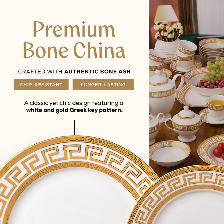 Golden Greek Key Bone China Dinnerware Set