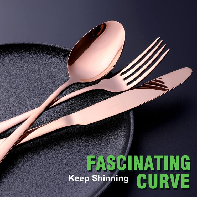 Copper Rose Gold Silverware Set (6 Count)