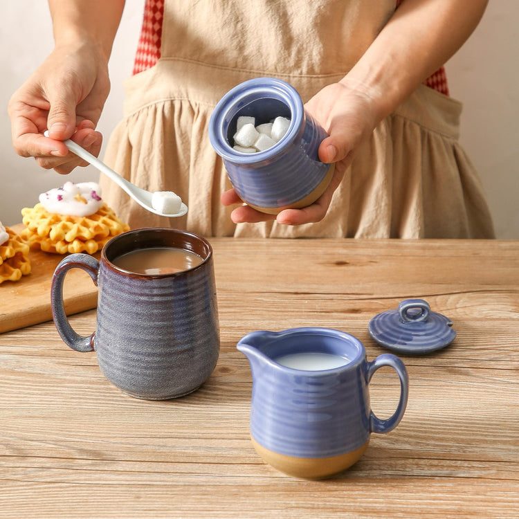 Sugar and Creamer Set with Lid Spoon