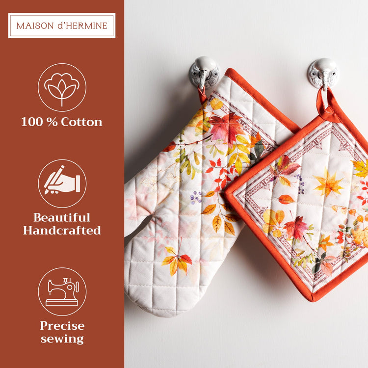 100% Cotton Oven Mitt & Pot Holder Set