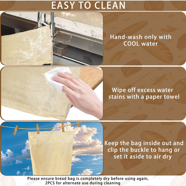 Reusable Beeswax Bread Bags for Homemade Sourdough with Clear Window (2 Count)