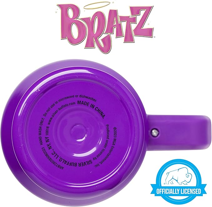 Silver Buffalo Bratz Featuring Cloe, Yasmin, Jade, and Sasha Double Walled Stainless Steel Tumbler with Handle and Straw, Fits in Standard Cup Holder, 40 Ounces