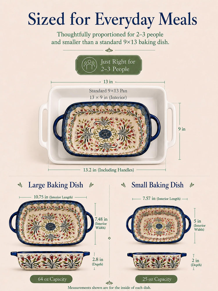 2 Piece Polish Pottery Style Ceramic Baking Dish Set (2 Count)