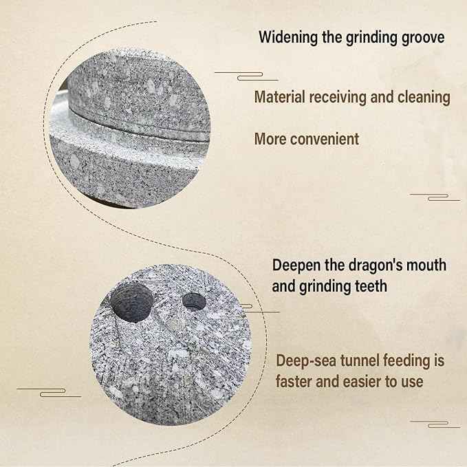 Traditional Stone Grain Mill-Natural Spice Grinder,Dry/Wet Graphite Machine,Perfect Kitchen Tool For Healthy Cooking(30cm/11.8in)