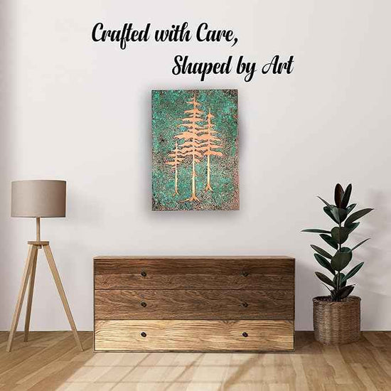 nooc art Handmade Copper Wall Art for Home, Living Room, Bedroom, Kitchen and Office Decor, Rustic Decorative Mural Art for Farmhouse Decor (Patina of Pine Tree, 9.8 x 13.8, Unframed)
