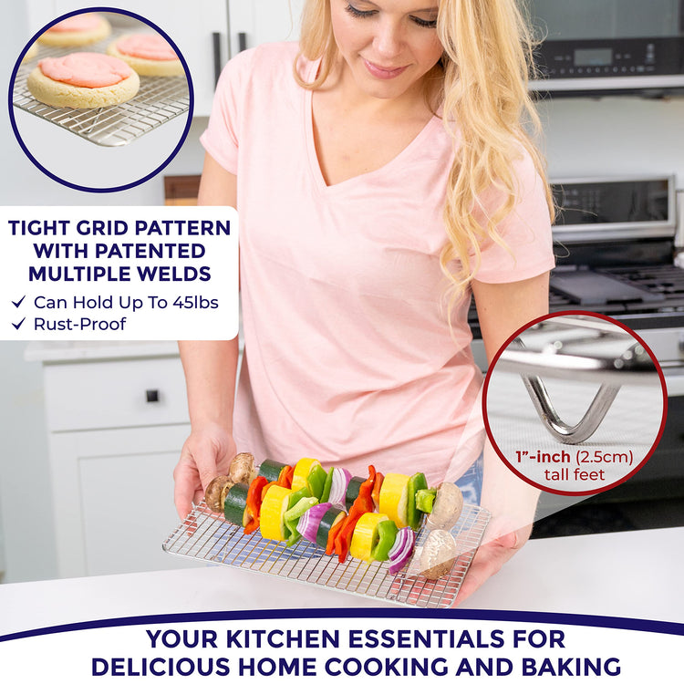 Quarter Sheet Cooling Rack Stainless Steel Oven Safe Set 2 (2 Count)