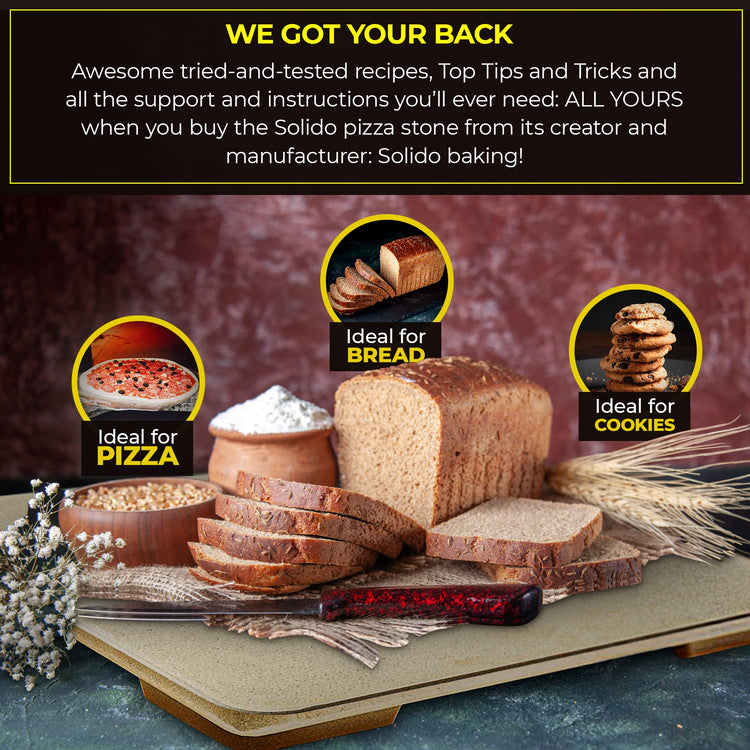 Pizza Stone Baking Stone. SOLIDO Rectangular 14"x16"