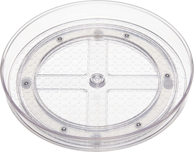Amazon Basics 2 Tier Lazy Susan Turntable Organizer, 9" Diameter, 2-Pack, Clear