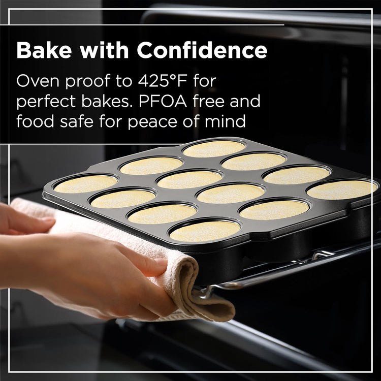 Wrenbury Pro Mini Cheesecake Pans Removable Bottom 12 Hole - Heavy Gauge Carbon Steel Muffin Cupcake Pan Loose Bottom Springform for Baking - 3 Inch Individual Cheesecakes Tin - PFOA Free