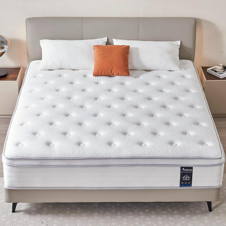 Queen Mattress, 12 Inch Hybrid Mattress in a Box, Memory Foam and Individual Pocket Springs, Soft and Breathable, Soft Feel - Nestoria