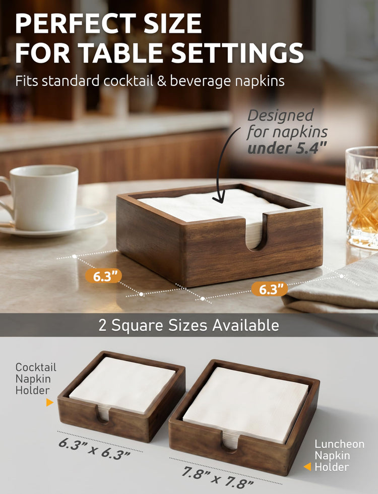 Acacia Wood Cocktail Napkin Holder 5.4 in