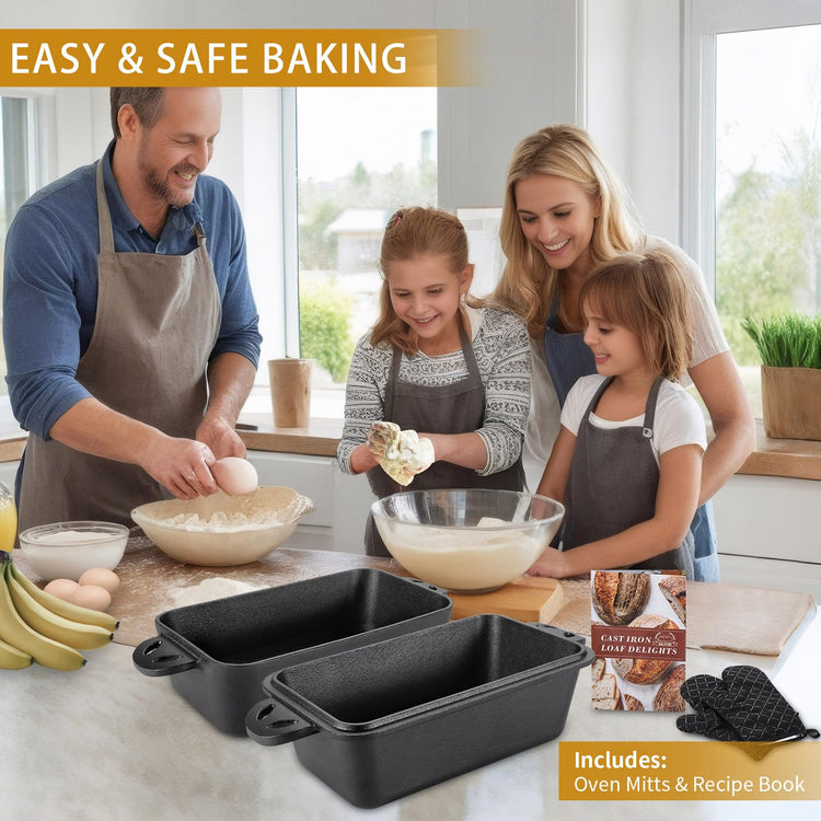 Cast Iron Loaf Pan with Lid 9x5 Inch (2 Count)