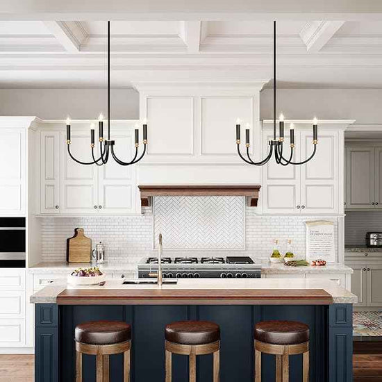 Tribesigns Modern Black Chandelier, 5-Light Farmhouse Iron Chandeliers for Dining Room, Modern Candle Hanging Pendant Light Fixtures for Living Room, Dining Room, Kitchen, Bedroom, Entryway