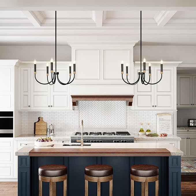 Tribesigns Modern Black Chandelier, 5-Light Farmhouse Iron Chandeliers for Dining Room, Modern Candle Hanging Pendant Light Fixtures for Living Room, Dining Room, Kitchen, Bedroom, Entryway