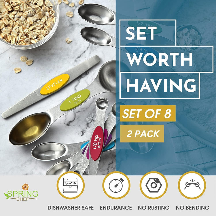 Stainless Steel 8 Magnetic Measuring Spoons (8 Count)