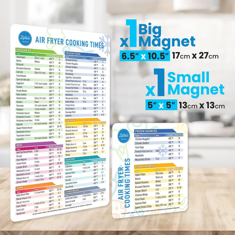 Air Fryer Magnetic Cheat Sheet Set