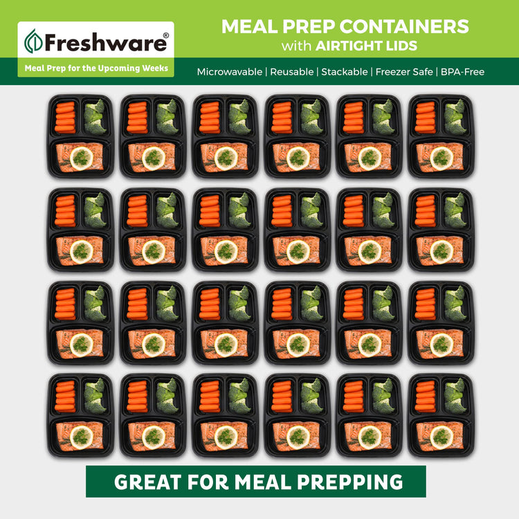 Meal Prep Containers with Lids [15 Pack] 3 Compartment (15 Count)