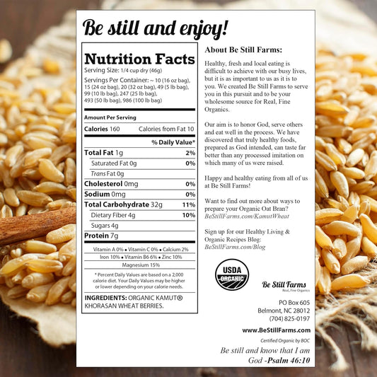 Be Still Farms Organic Kamut Wheat Berries Khorasan (2.8lb) - Ancient Whole Grain Bulk - Ideal for Flour, Pasta, Salads, Soups - High in Fiber & Protein | USA Grown | USDA Certified | Vegan | Non-GMO - Nestoria