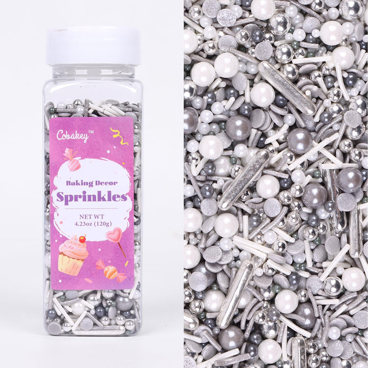Gray & Sliver Sprinkles for Cake Decorating 4.23ounce (4.23 Ounce)