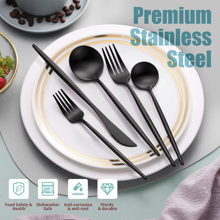 Matte Black Silverware Set for 8 (40 Count)