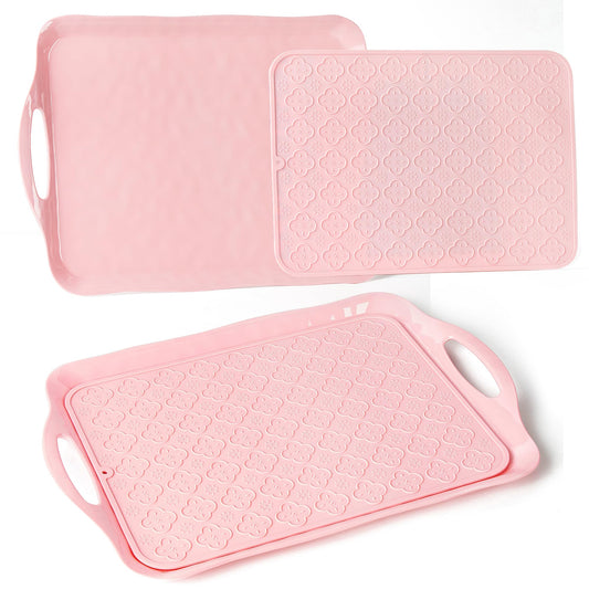 Large Non Slip Serving Tray with Handles (4 Count)