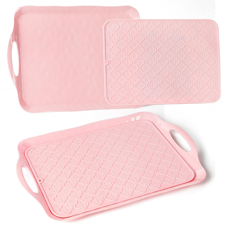 Large Non Slip Serving Tray with Handles (4 Count)