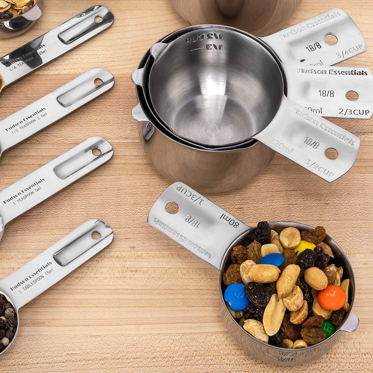 Stainless Steel Measuring Cups and Spoons Set