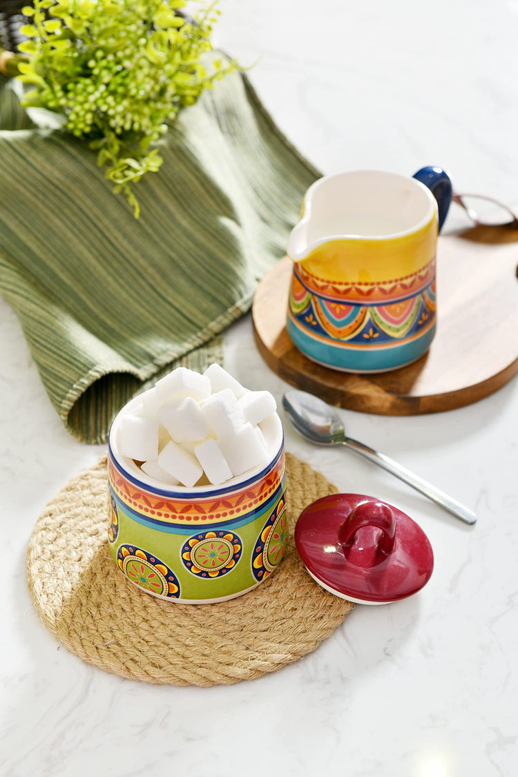 Tunisian Ceramic Sugar and Creamer Set