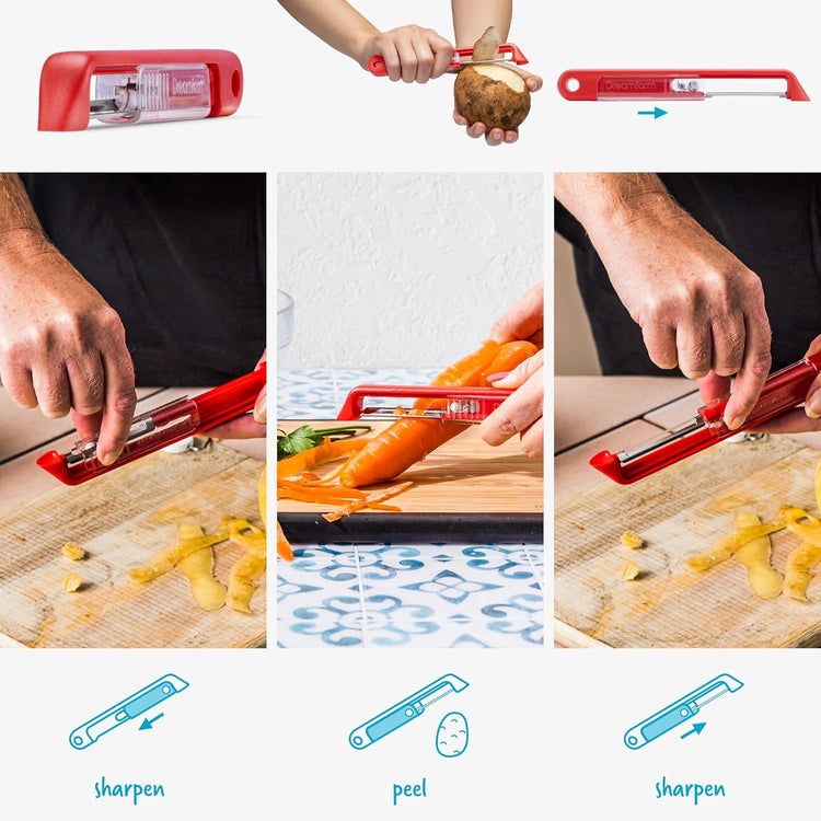 Dreamfarm Sharple Self-Sharpening Vegetable & Food Vertical Speed-Peeler - Red