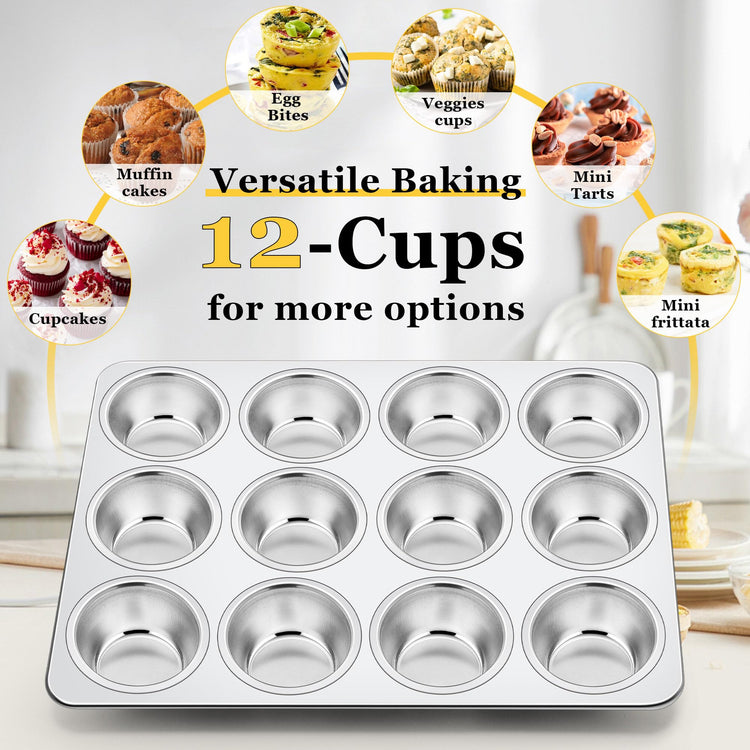 Stainless Steel Muffin Cupcake Pans 12