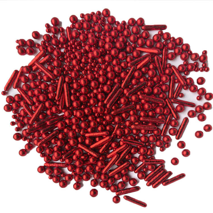 Sprinkles Red Pearl Sugar Candy Mix Size Baking Cake Decorations Cupcake Toppers Celebrations Shaker Jar Wedding Shower Party (4.2 Ounce)