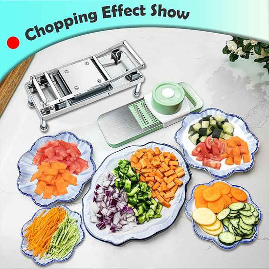 Stainless Steel Vegetable Chopper with 10 Blades - Mandoline Slicer-Pro Food Chopper with Container - Veggie Salad Onion Chopper - Potato Dicer - Tomato Cutter - Cheese Grater