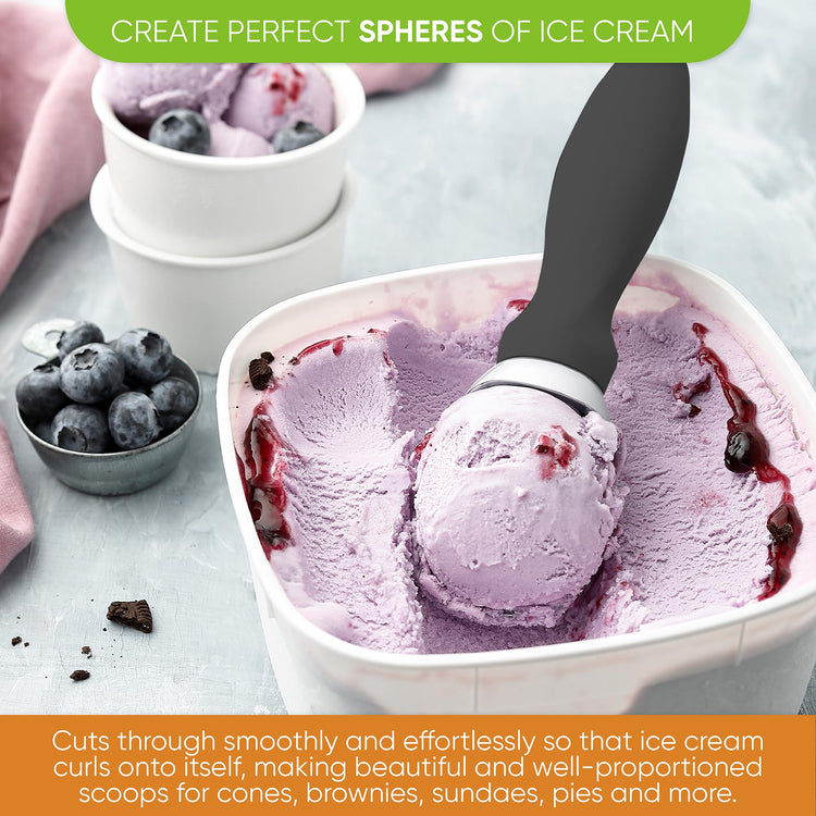 Heavy Duty Metal Ice Cream Scoop with Soft Grip Handle