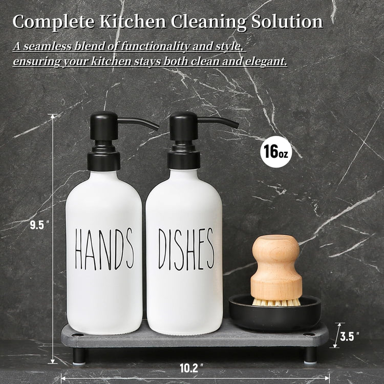 White Soap Dispenser Set Comes with Stainless Pumps